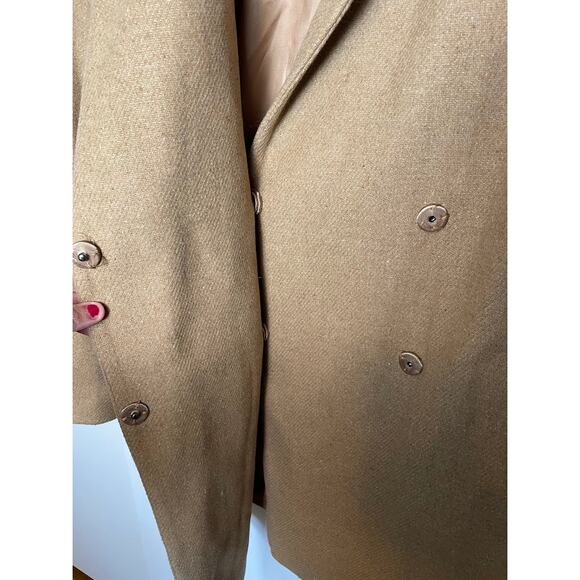 Gap Wool Car Coat Camel Tan Womens Large Double Breasted Tan Trench Dress Coat - Picture 4 of 14